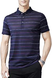 NDHSH Polos para Hombre Camiseta de Manga Corta Camiseta a Rayas Top