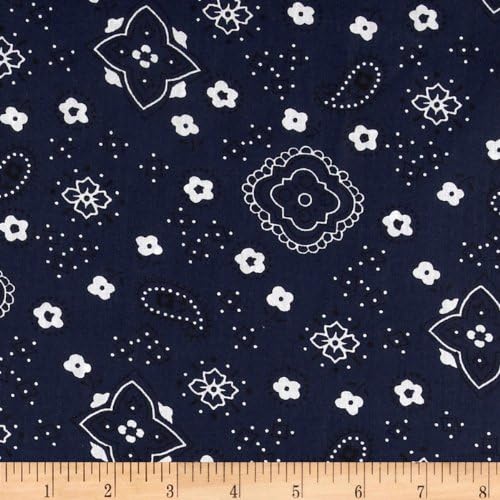 Bandana Prints Navy, Quilting Fabric by the Yard