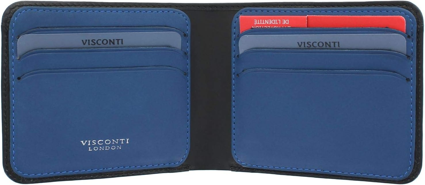 VISCONTI Slim Collection Trim Leather Wallet with RFID and Tap and Go VSL35 Black/Cobalt