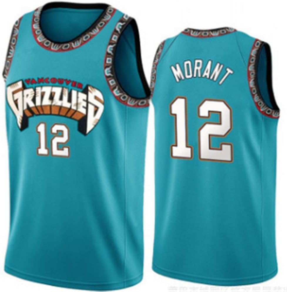 FILWS Basketball Jersey-Memphis Grizzlies Basketball Shorts # 12 Ja Morant,Vintage Jersey Comfort Fabric (S-2XL)