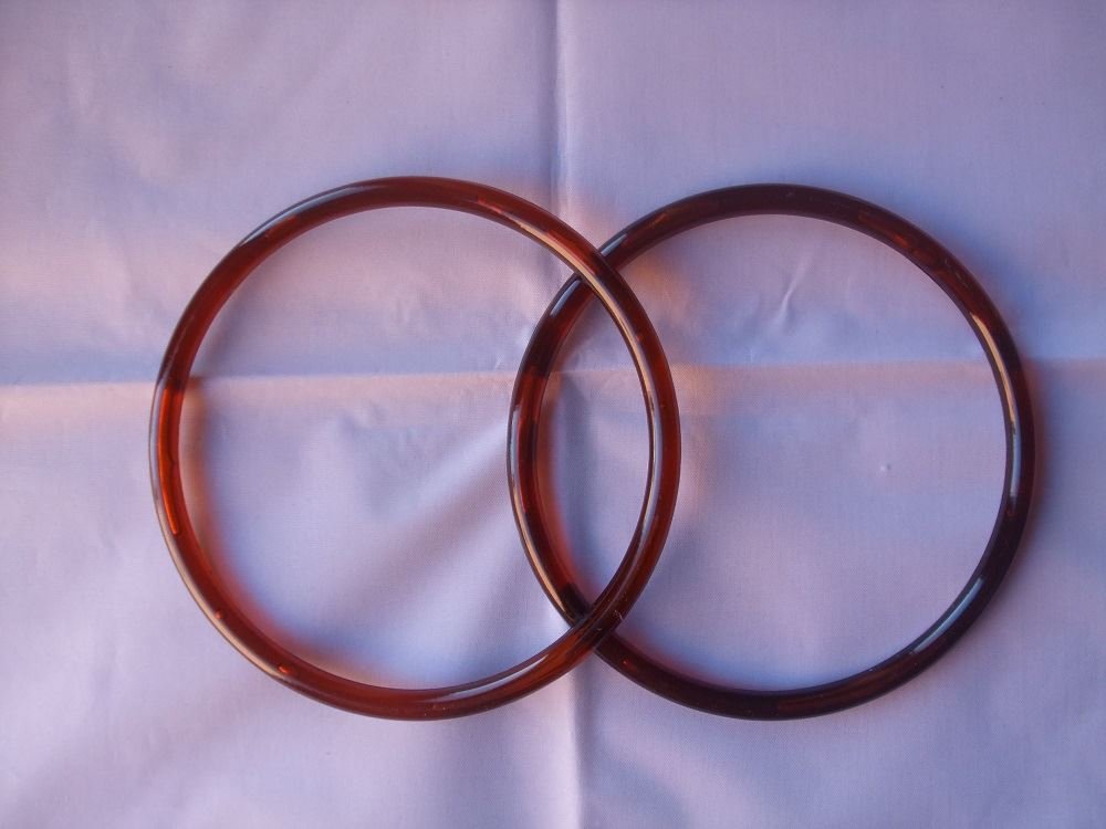 Crafty Things 1 Pair of Round Plastic Bag Handles - Amber Coloured - 13cm Diameter