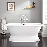Signature Hardware 260281 Henley 66" Cast Iron Double-Ended Pedestal Tub with 7" Rim Holes - White
