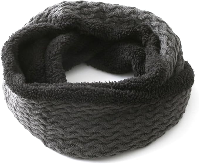 Amazon イチーナ あったか裏ボア手編み風スヌード ニットネックウォーマー メンズ ユニセックス レディース チャコール ネックウォーマー 通販