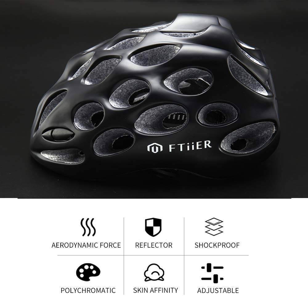 Ftiier Cycling Bike Helmet for Adult Men Women Youth, Adjustable Road Cycling Helmet MTB(Black)