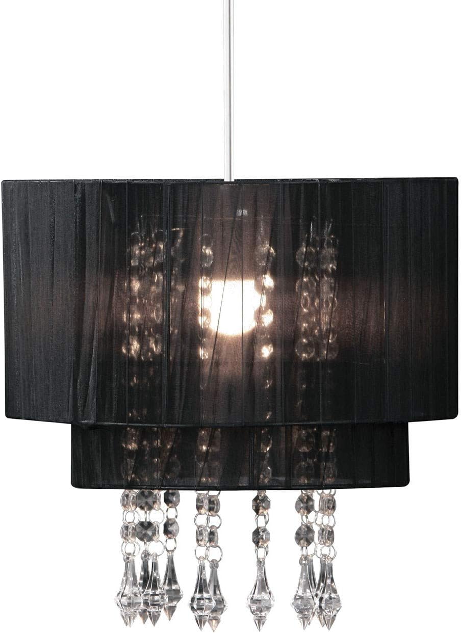 Black Pendant Ceiling Light Voile Beaded Pendant Shade Light Indoor