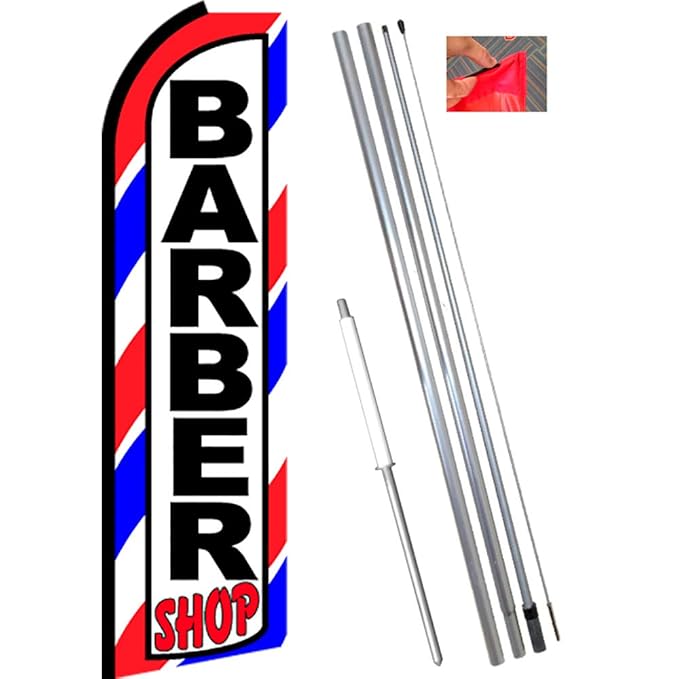 Vista Flags Barber Shop Border Flutter Feather Banner Flag Kit