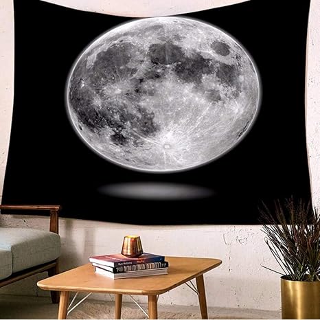 Zlxzlx Tapestry Starry Sky Moon Tapestry Wall Hanging Black White