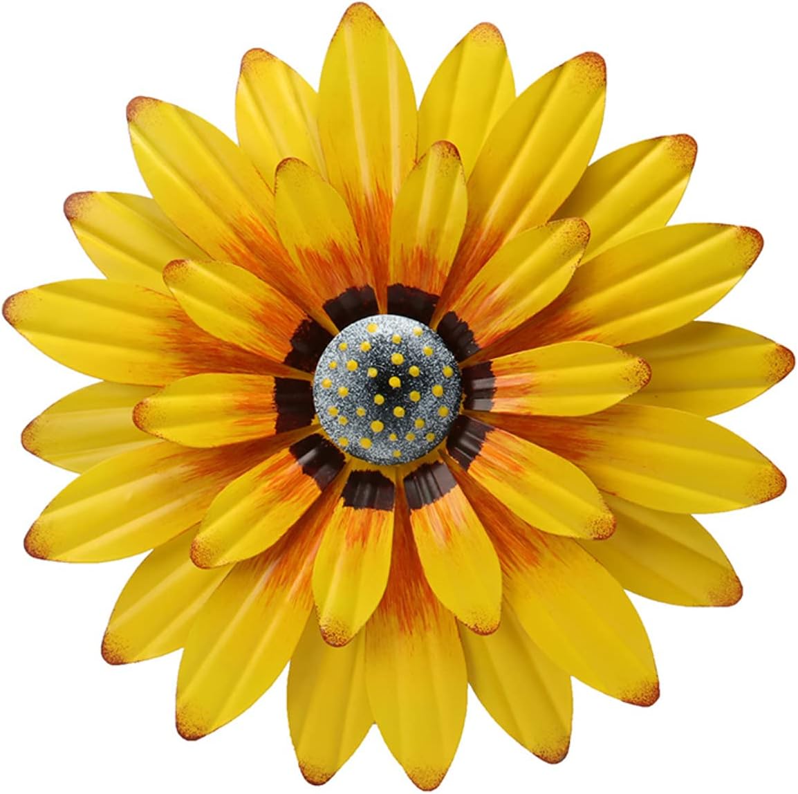 ukjutyvc Metal Sunflower Wall Decor Flower Wall Sculpture Hanging Decor Indoor or Outdoor Yard Wall Art Decorations for Home Bathroom Living Room Bedroom Farmhouse Kitchen 12 Inch (Yellow)