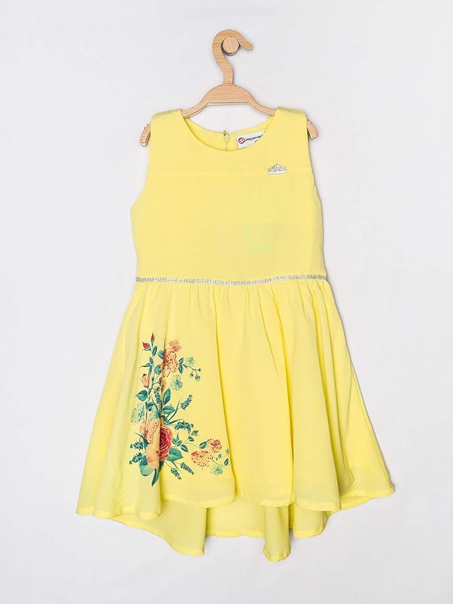 Peppermint Synthetic aline Dress (LMNDRS21829787_Yellow_70 cm