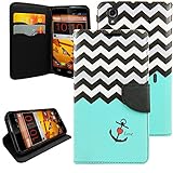 ZTE Boost Max Case, CASELOCA Wallet Case for ZTE Boost MAX N9520 Boost Mobile PU Leather Wallet Card Flip Open Pocket Case Cover Pouch (Mint Blue Chevron)