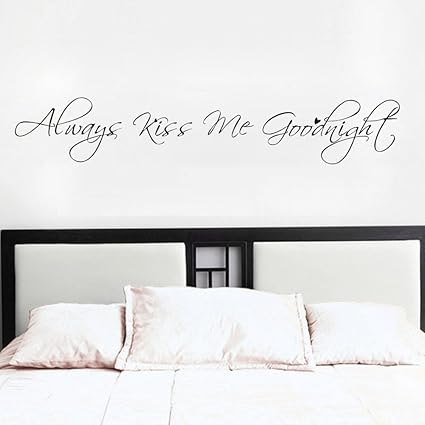 Moharwall Always Kiss Me Goodnight Bedroom Wall Quotes Decal Love Saying Sticker Vinyl Art Women Decor Living Room