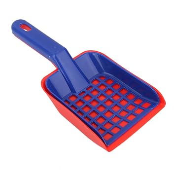 Baoblae Plastic Cat Litter Tray Poop Sieve and Scoop Scooper (Red/Blue, 27x11x3/25.5x10x3 cm, 1 Set)