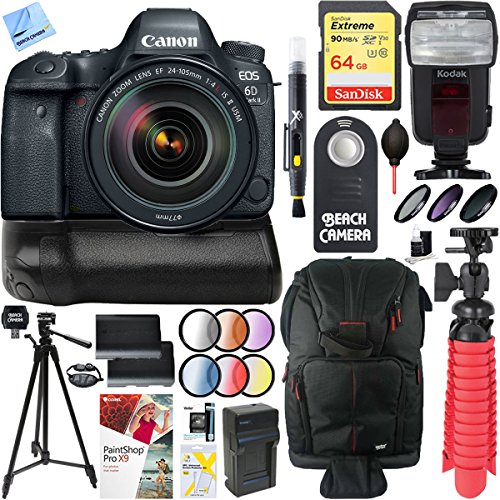 Canon-EOS-6D-Mark-II-262MP-Full-Frame-Digital-SLR-Camera-with-24-105mm-IS-II-USM-Lens-Canon-BG-E21-Battery-Grip-Accessory-Bundle