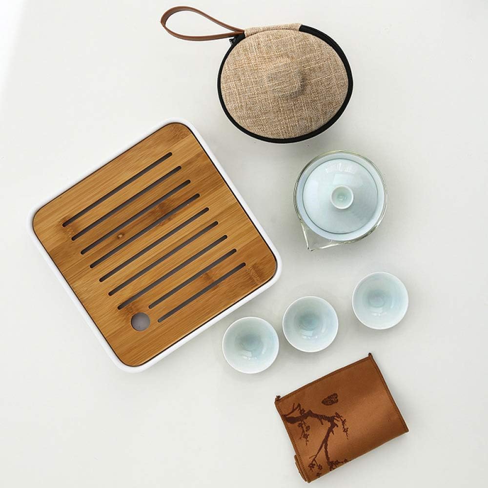 gousheng Tea Set Travel Tea Set Porcelain Cover Bowl Travel Tea Set Portable Kung Fu Tea Set Outdoor Camping Tea Set