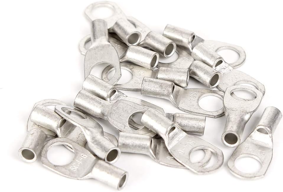 RIOCAN 90Pcs Heavy Duty SC Wire Cable Lugs Bolt Hole Tinned Copper Eyelets Tubular Battery SC Ring Terminals Connectors Assortment Kit with Case : Sports & Outdoors