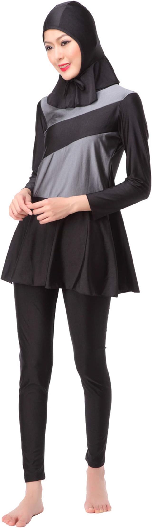 Womens Muslim Burkini 3-Pieces Ladys Swimsuit Swimwear