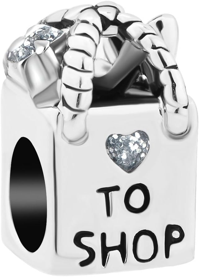 Cory Keyes to Shop Bag Heart Love Shopping Charms Beads for Bracelets