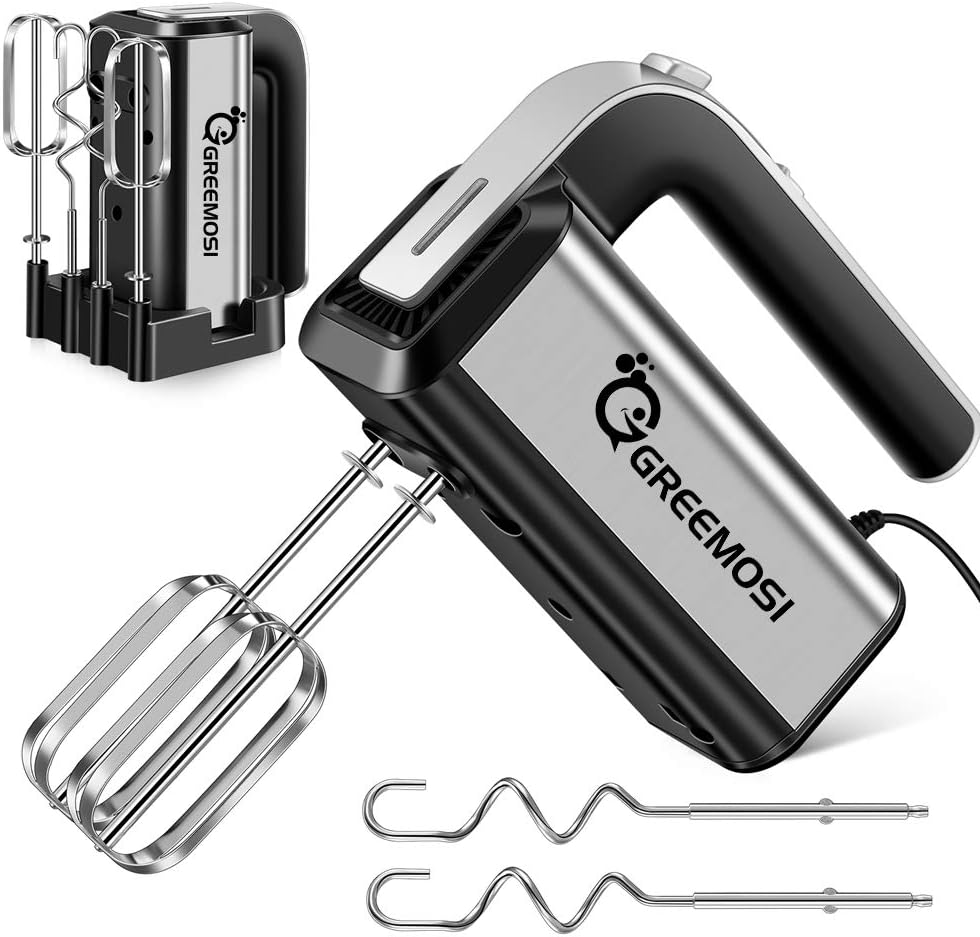 Hand Mixer Electric, 5Speed Turbo Kitchen Handheld Mixer with Storage