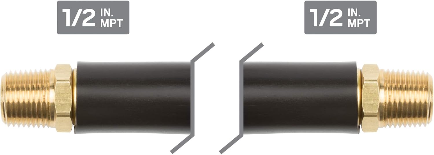 TEKTON 46137 3/8-Inch I.D. by 50-Foot 300 PSI Hybrid Air Hose with 1/4-Inch MPT Ends and Bend Restrictors - - 