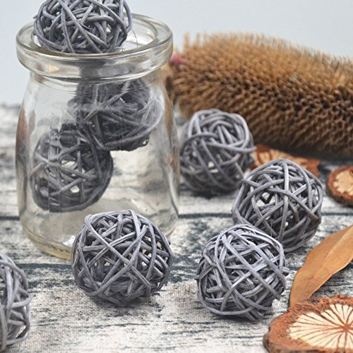 10PCS Gray Decorative Wicker Rattan Ball Vase Filler Wedding Baby