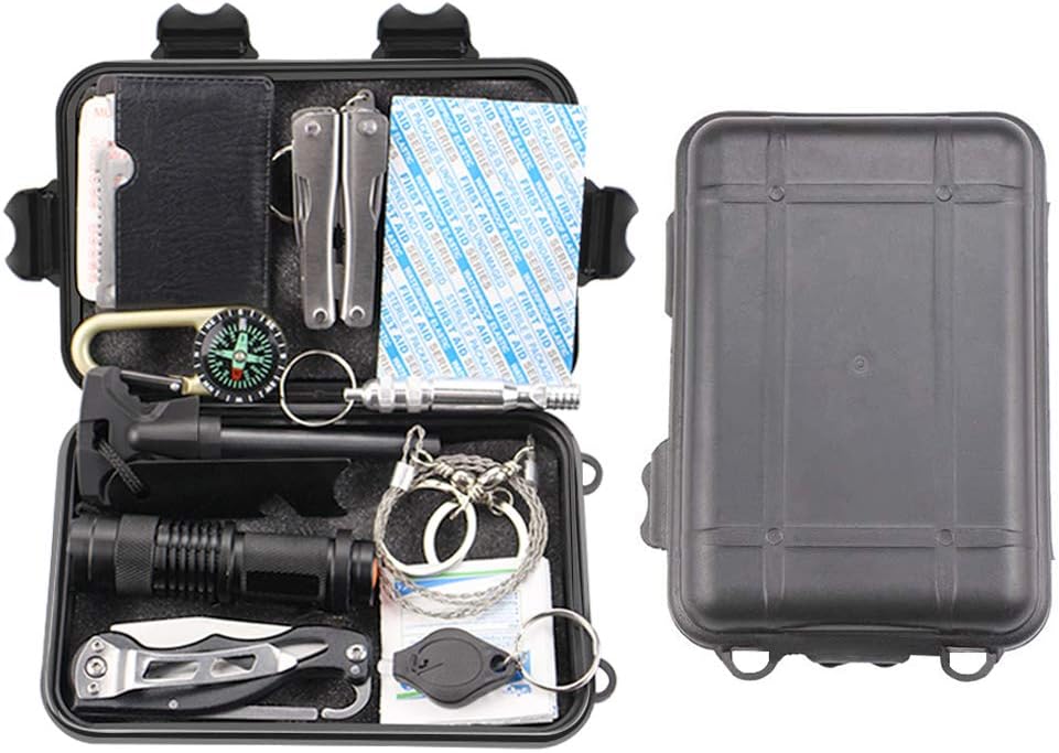 EMDMAK Survival Kit Outdoor Emergency Gear Kit for Camping Hiking Travelling or Adventures : Sports & Outdoors