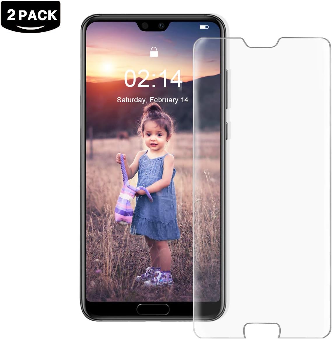 ONKING Huawei P20 Pro Screen Protector, 9H HD Tempered Glass Protection Film for Huawei P20 Pro Glass Anti-Scratch Anti-Bubble (2 Pack)