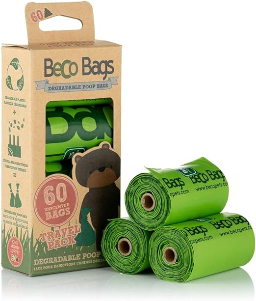 Beco Bags Travel Pack 60 Strong Large Poop Bags for Dogs Eco
