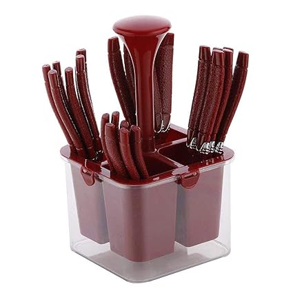 Plantex Oppo Cutlery Set with Storage Box/Spoon Set/Spoon Stand for Kitchen and Dining (24 Pieces - Brown)