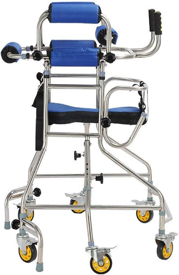 Standard Walkers Standing Walk Stand/Walker/Walk Aid/Stand Frame with Seat 6 Wheel Height Width Adjustable Rehabilitation Device Old Man Walker Lower Limb Walker Christmas Gifts for Parents