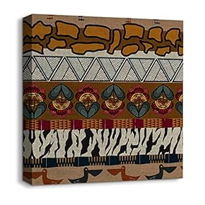 Canvas Wall Art African Culture Pattern Painting Artwork for Home Prints Framed - 12x12 inches