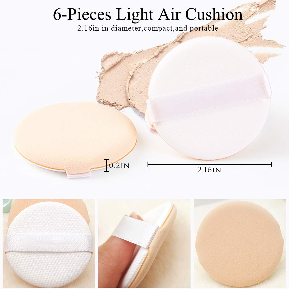 BEAKEY 12 Pcs Round Makeup Sponges with Air Cushion Powder Puff, Latex-free Blending Sponge and Makeup Puff for Liquid Foundation, Cream, Powder, Concealer (6 Sponges+6 Puffs) : Beauty