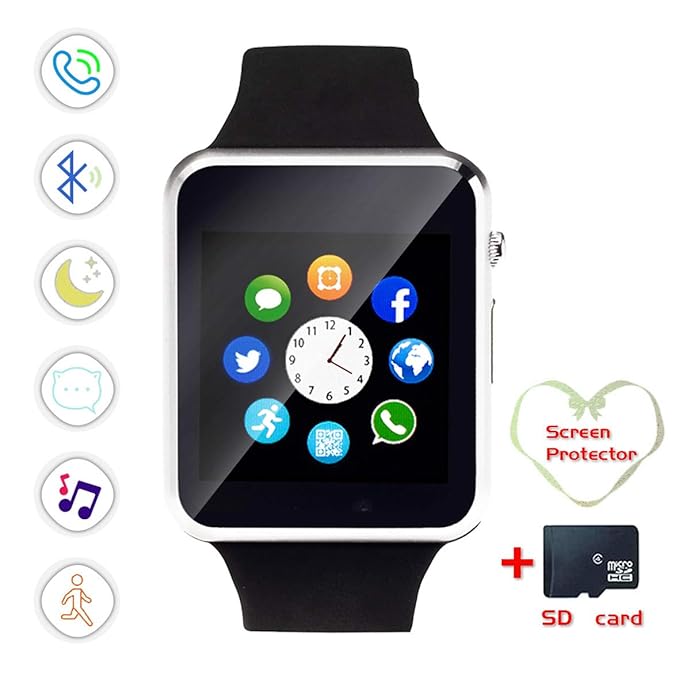 Smartwatch, Bluetooth Smart Watch and Cell Phone Watch with Card SIot Bluetooth Call\Camera\Music Player Watch Compatible for Android and iOS Phones ...