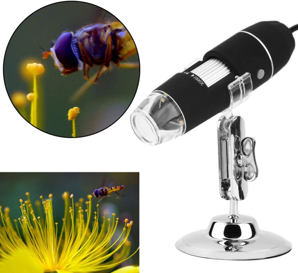 Portable USB Digital Microscope 50x-1000x Magnification 8-LED Mini Microscope Endoscope Camera Magnifier with Stand