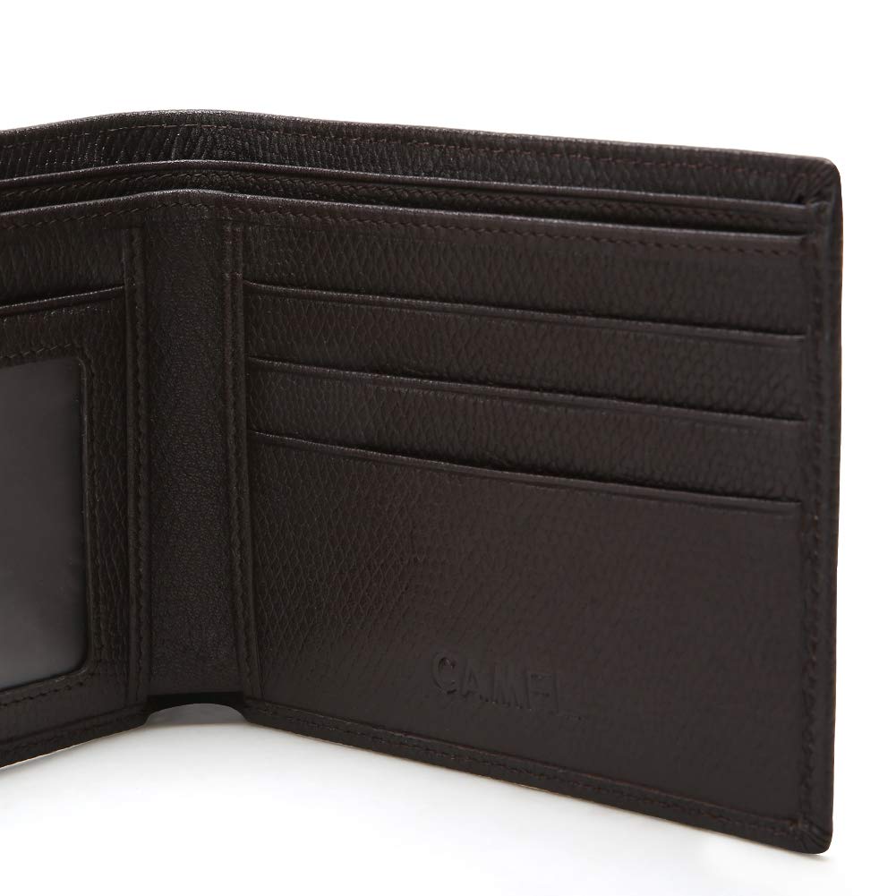 CAMEL CROWN Men\'s Wallet, Slim Fold Leather Wallet with Credit Card Slots and ID Pocket (Dark Brown)