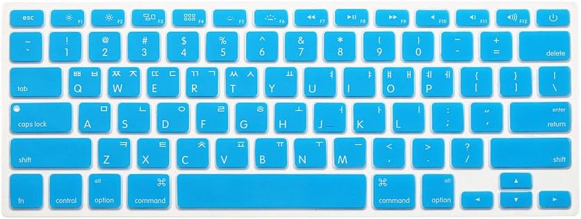 YYubao Super Stretchy Korean Language Silicone Keyboard Cover Skin Protector MacBook Pro 13" 15" 17" (Without Retina Display, Released Before 2016) & MacBook Air 13" iMac (Blue)
