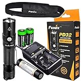 EdisonBright Fenix PD32 2016 Edition 900 Lumen CREE LED Tactical Flashlight with genuine Fenix ARB-L2M battery, Fenix smart Charger and Two CR123A Lithium Batteries bundle