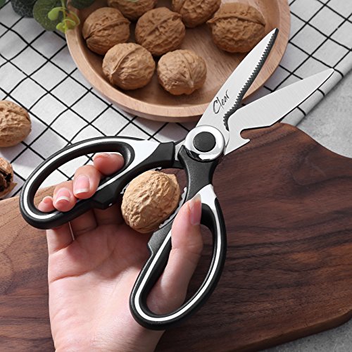 Kitchen Scissors Stainless-Steel Multi-Purpose Heavy-Duty Dishwasher Safe Scissors for Cutting Chicken, Poultry, Seafood, Meat, Vegetables, Herbs, Food and Gaden - Black