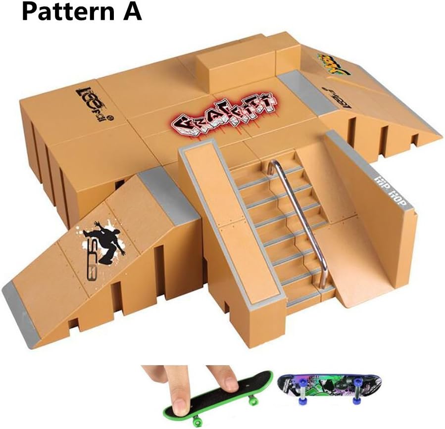 AumoToo Fingerboard Rampen, 8PCS Skate Park Kit Mini Finger Skateboard