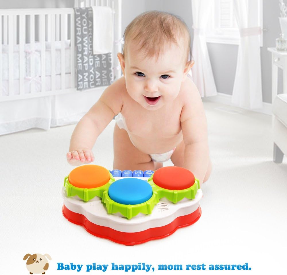 NextX Baby Musical Toys, Toddler Learning Music Drum Piano Toy, Development Musical Toy for 6 Months Infant Baby, with Music and Lighting Up: Toys & Games