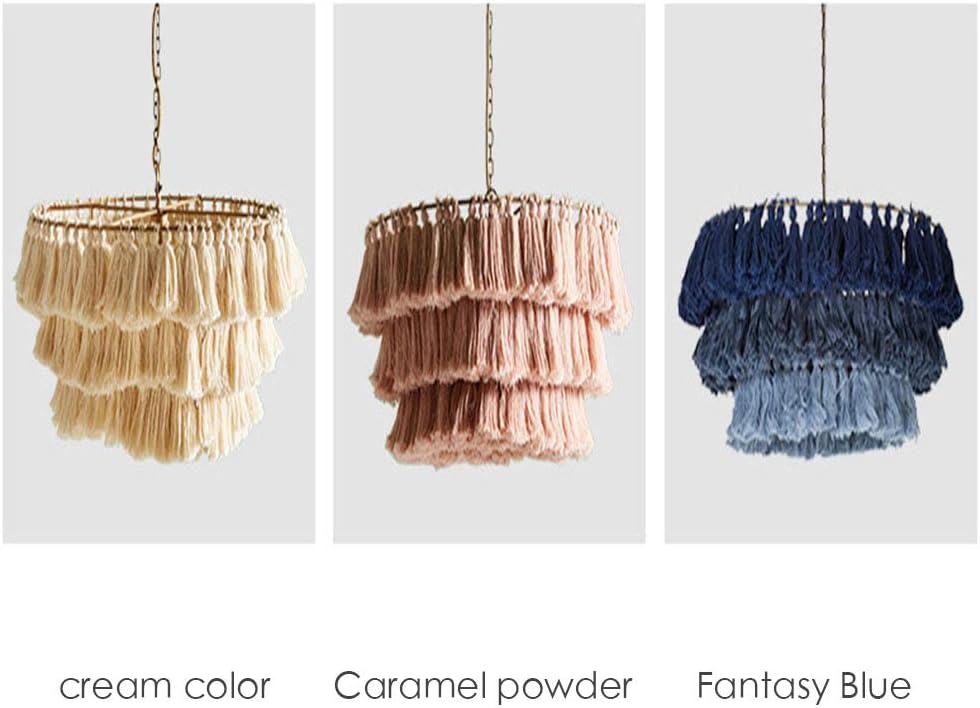 SANKE Individual Tassel-Shaped Chandelier,LED Bohemian Lighting Fabric Ceiling Lamp Suitable for Living Room Hotel Villa(E27),caramelpowder,51cm