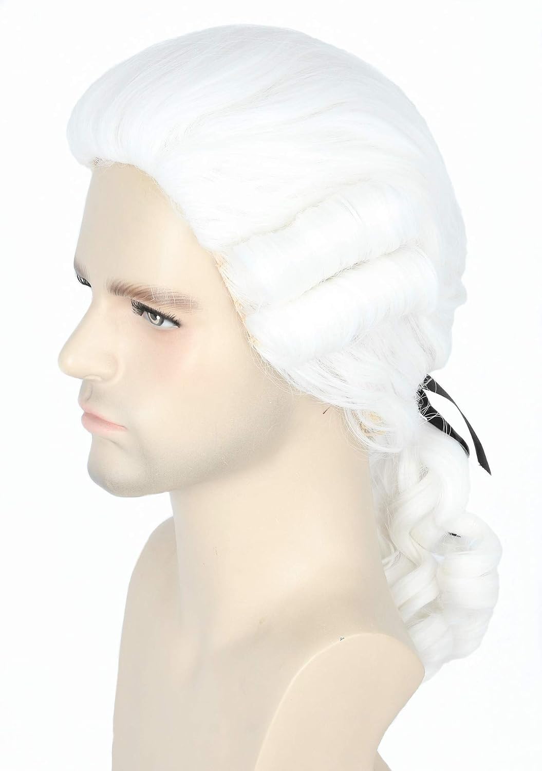 Topcosplay Baroque Noble Wig - Long White/Blonde Wig with Ponytail for Halloween Parties