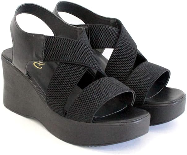 Amazon ポポラーレ サンダル レディース おしゃれ 厚底 オープントゥ 夏 ファッションサンダル クロスベルト ゴムサンダル Popolare ポポラーレ ファッションサンダル