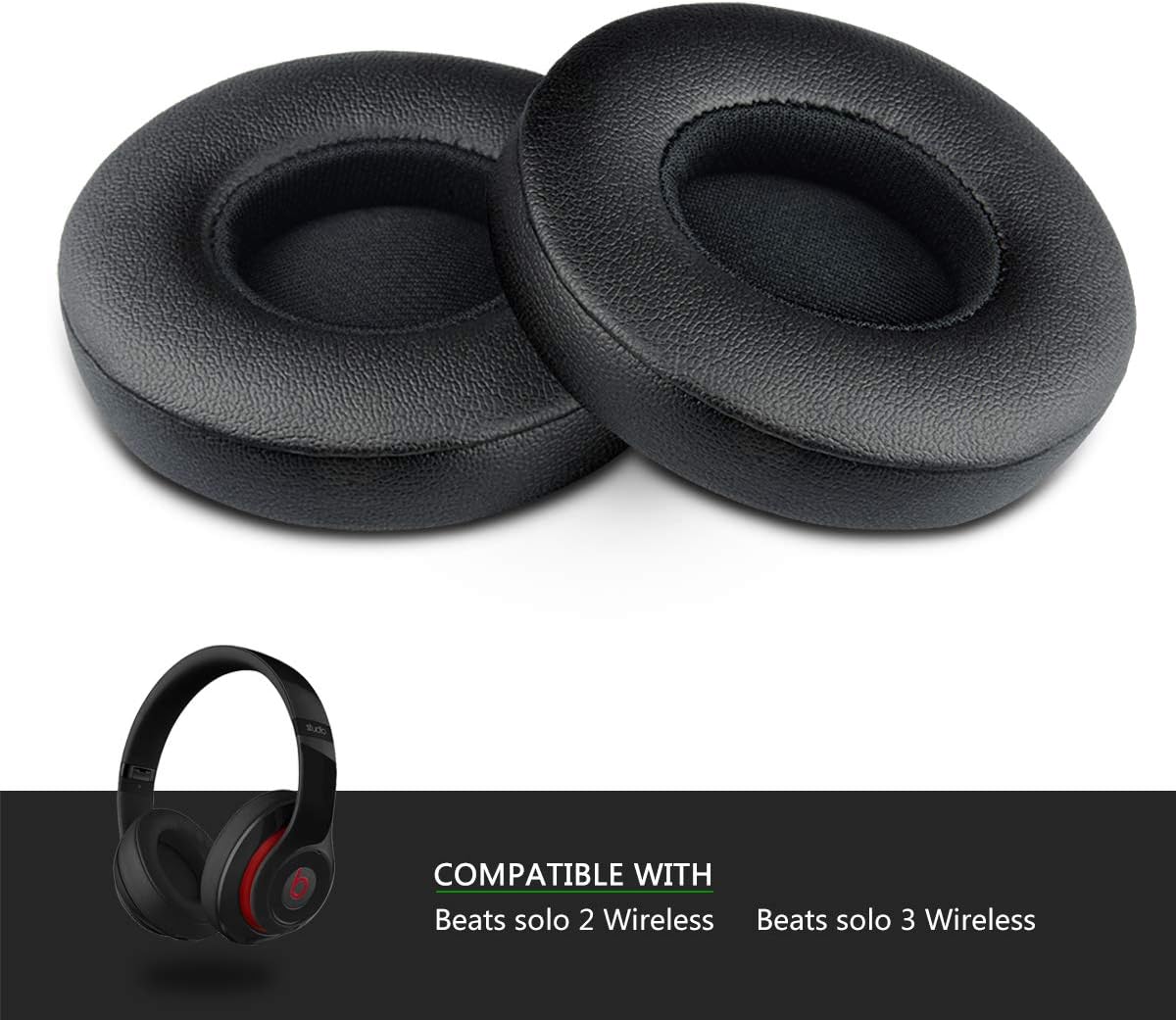 Beats Solo Replacement Ear Pads by VICETL,Comfortable Soft Breathable Protein Skin, Highly Flexible Adaptive Memory Foam,Compatible with Solo 2&3/Wired/Wireless (Black)