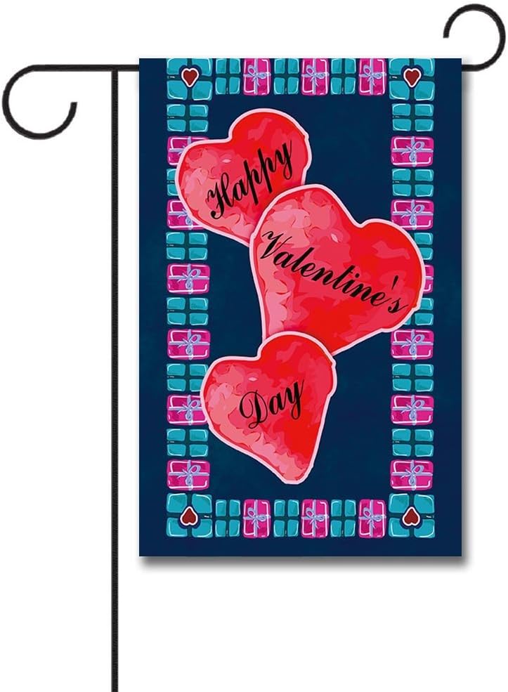 KafePross Love Heart Decorative Happy Valentine's Day Garden Flag 12.5"x18"