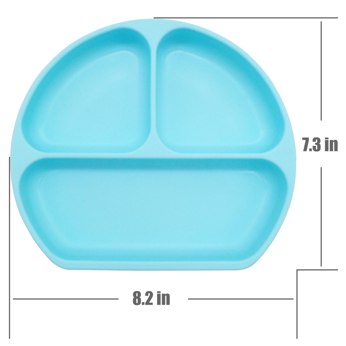 KIDAC Silicone Divided Toddler Anti-skid Suction Plates Dishes Feeding Bowls for Babies Kids (Aqua Blue)