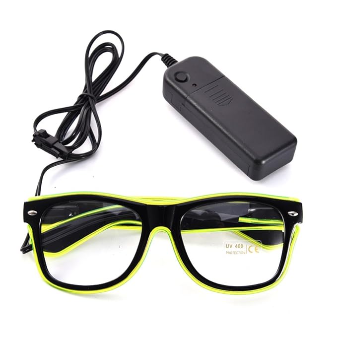 TGETH EL Glasses El Wire Fashion Neon LED Light Up Shutter Shaped Glow Sun Glasses Rave Costume Party DJ Bright SunGlasses (Green)