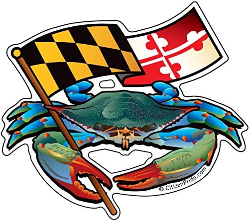 Citizen PrideBlue Crab Maryland Banner 5x4.5 inches Sticker Decal die Cut Vinyl - Made in USA