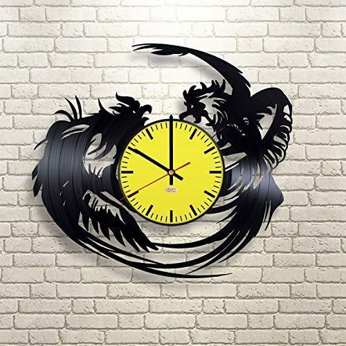 RomanticStuffStore Roosters Ornament Vinyl Record Wall Clock - Get Unique Home Room Wall Decor - Gift Ideas for Boys and Girls – Cockerel Silhouette Unique Modern Art