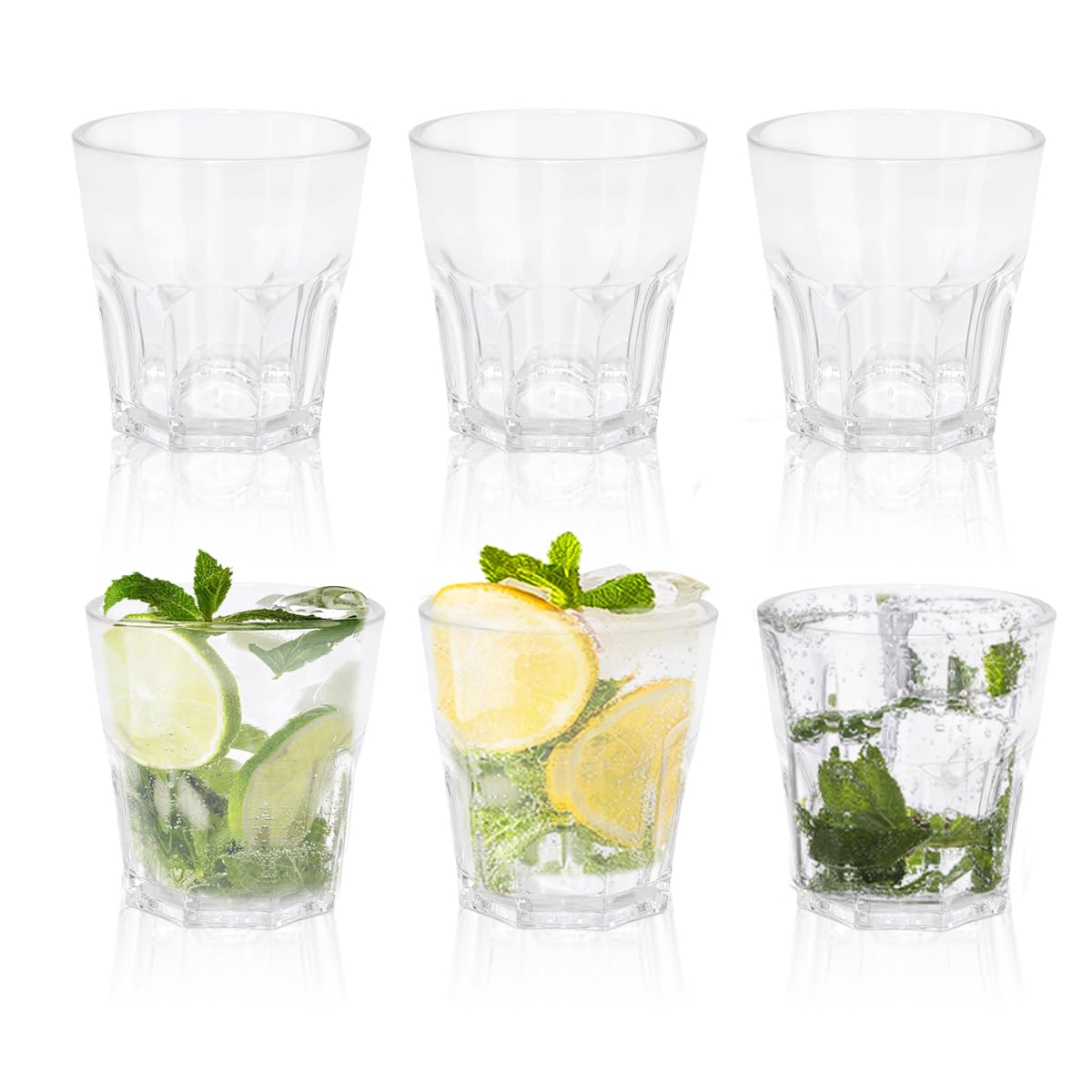 6PCS Plastic Cups Reusable, 5.63 OZ Transparent Glass Tumblers for Children, 160ML Premium Drinking Glasses for Adults Party, Stackable Acrylic Cups for Home Camping (160ml Transparent, 6PCS) — image 1