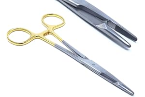 A2Z SCILAB TC Olsen Hegar Needle Holder Driver 5.5" with Tungsten Carbide Inserts and Gold Rings with Locking Mechanism, Premium Quality